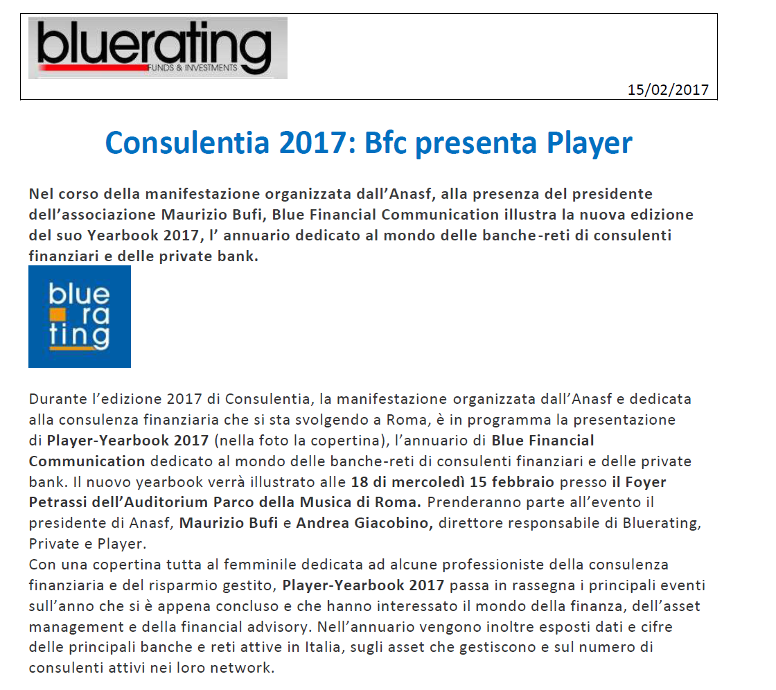 Consulentia 2017: Bfc presenta Player