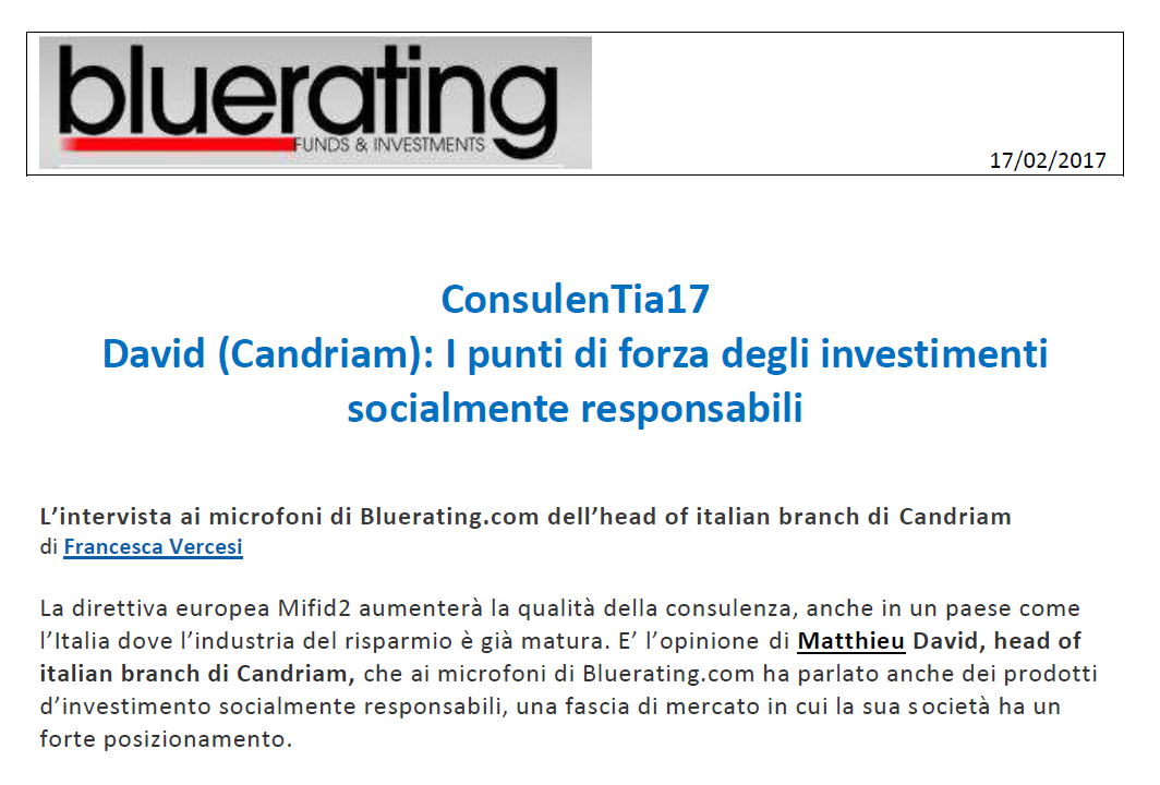 ConsulenTia17 - Candriam: I punti di forza degli investimenti socialmente responsabili