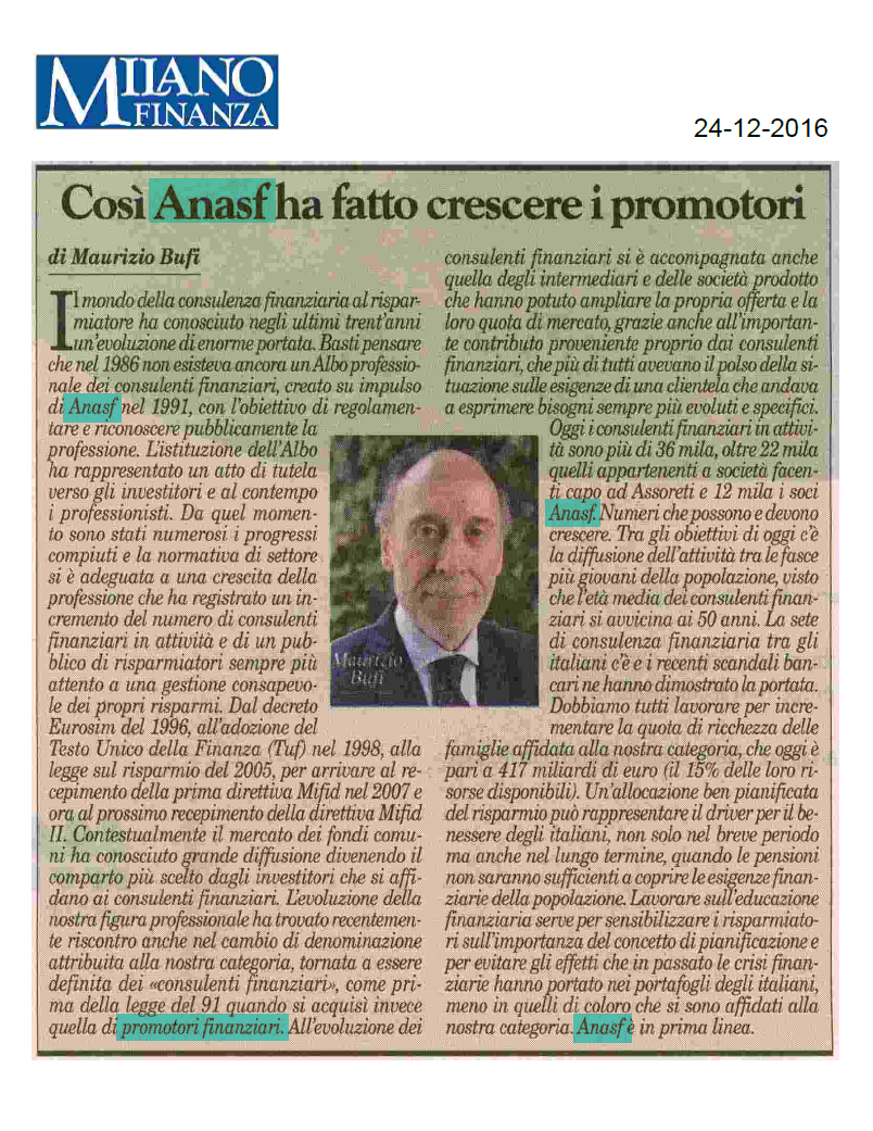 Così Anasf ha fatto crescere i promotori