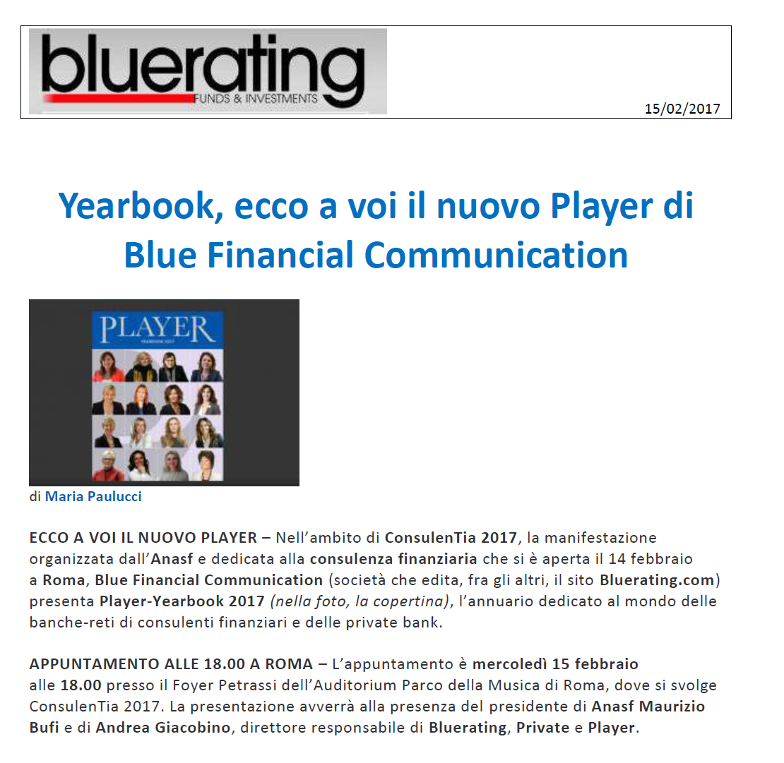 Yearbook, ecco a voi il nuovo Player di Blue Financial Communication