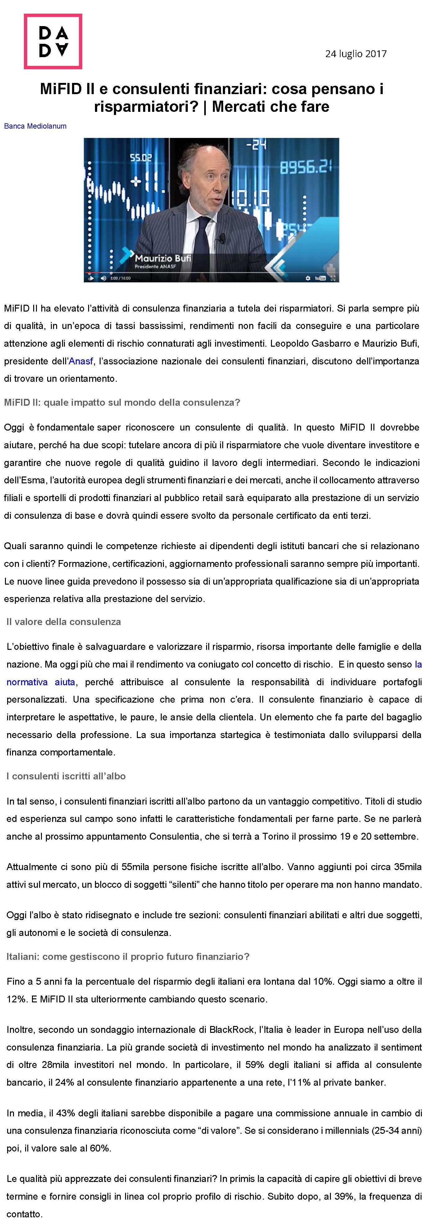 MiFID II e consulenti finanziari: cosa pensano i risparmiatori? 