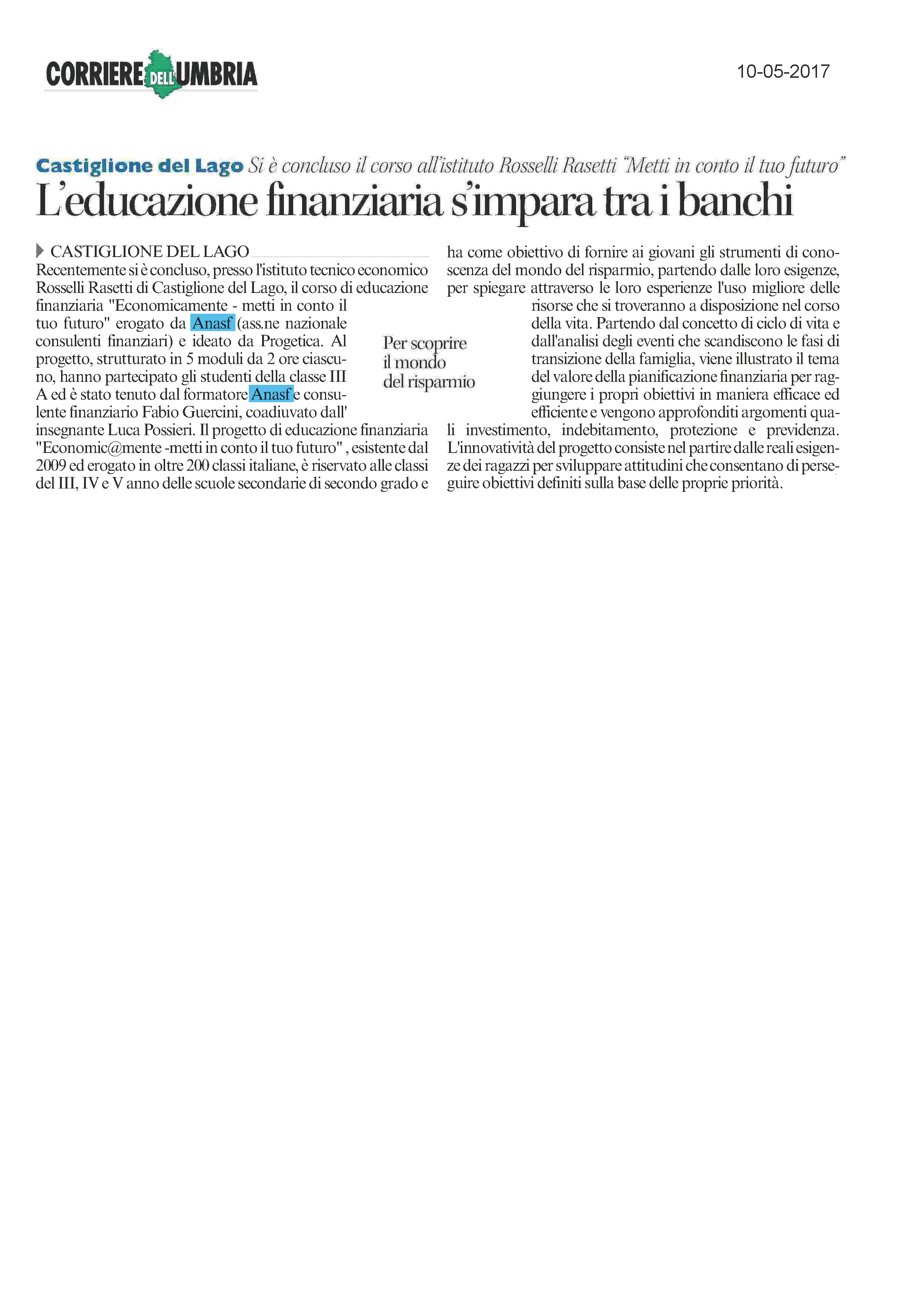 L'educazione finanziaria s'impara tra i banchi