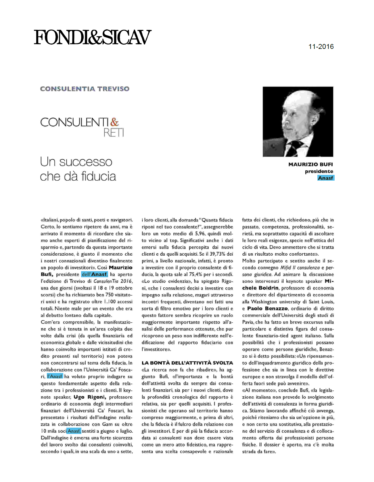 Un successo che dà fiducia
