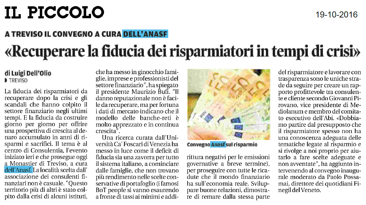 Recuperare la fiducia dei risparmiatori in tempi di crisi