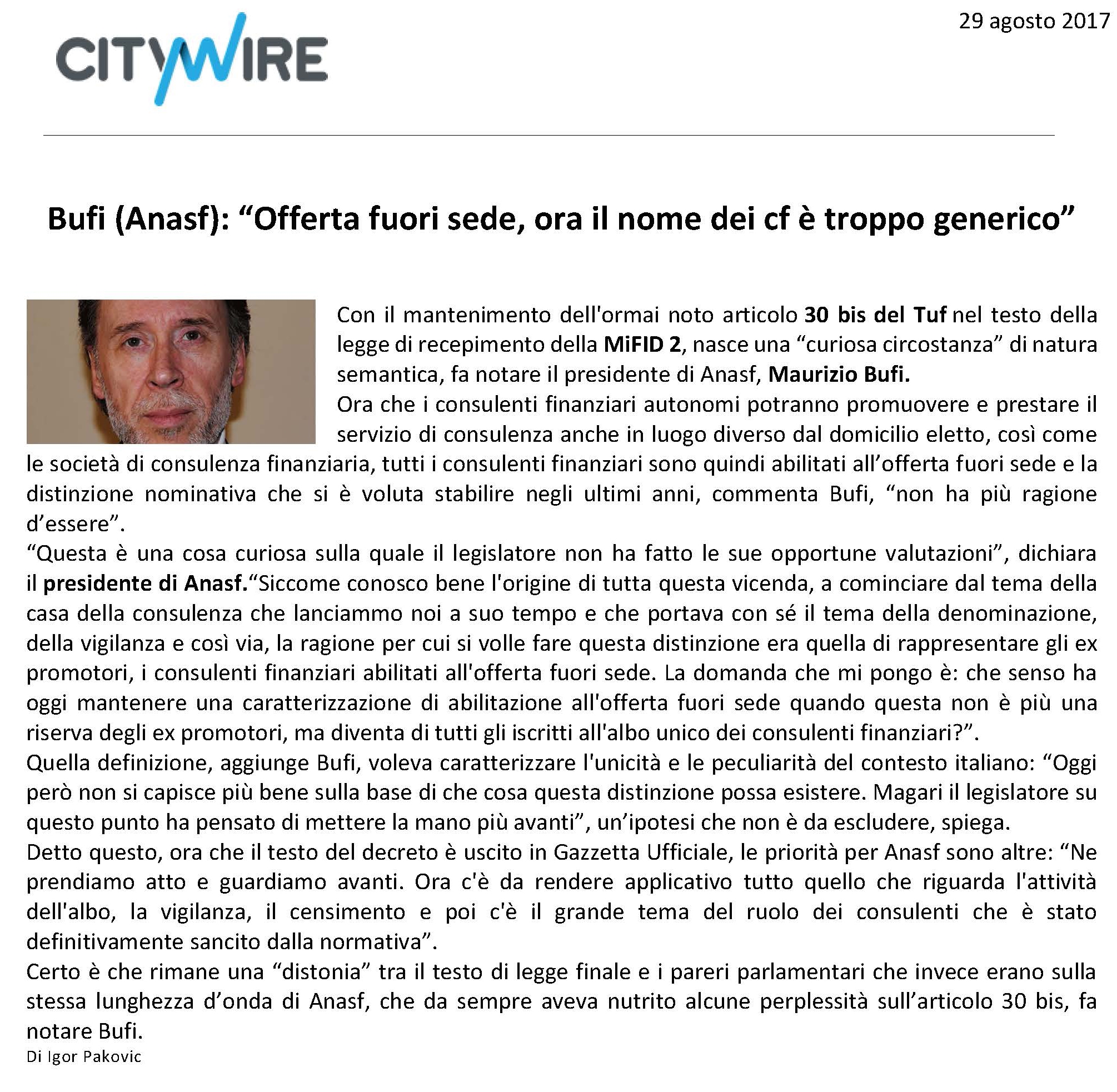 Offerta fuori sede, ora il nome dei cf è troppo generico