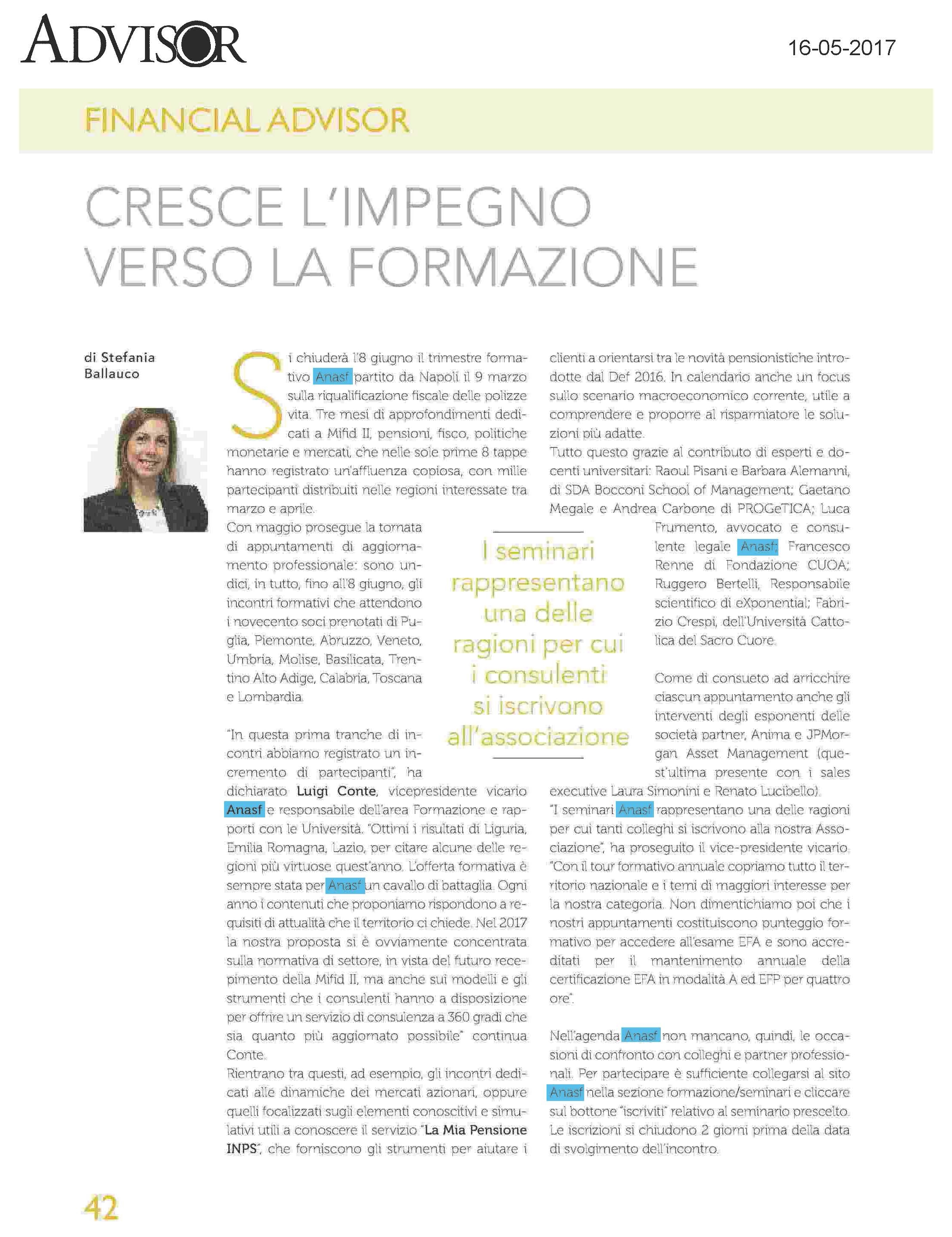 Cresce l'impegno verso la formazione